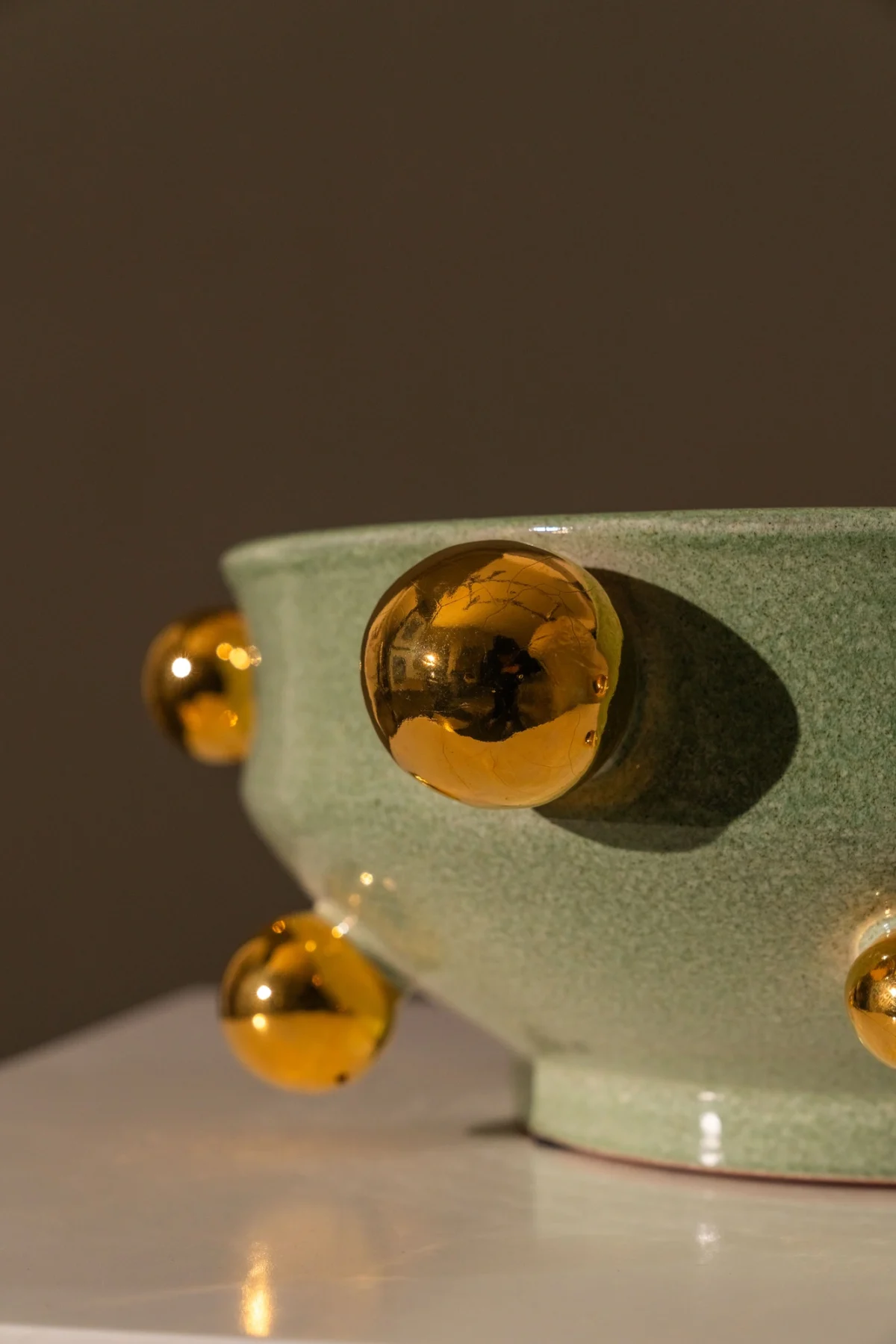 Green Centerpiece w Gold Color Sphere - Image 2