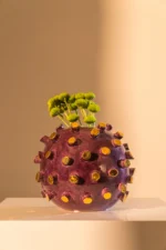 Spere Vase Aubergine w Golden Cilinders - Image 2