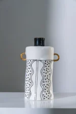 Ceramic Vase w Handles Gold