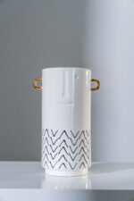 Ceramic Vase w Handles Gold