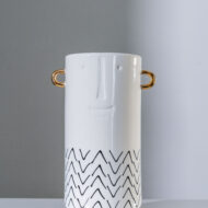Ceramic Vase w Handles Gold