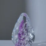 Medium Glass Egg Violet With Bubbles