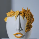 Big Head Vase - White and Yellow