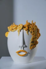 Big Head Vase - White and Yellow