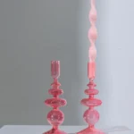 CANDLE HOLDER GLASS PK/OR ASS2  9*9*22 cm