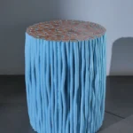 Stèle Rondin bleu pastel 35*35*45 cm