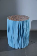 Stèle Rondin bleu pastel 35*35*45 cm