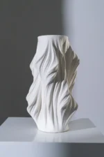 Ceramic printed draped vase white 23*23*40 cm