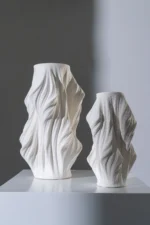 Ceramic printed draped vase white 23*23*40 cm - Image 4