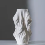 Ceramic printed draped vase white