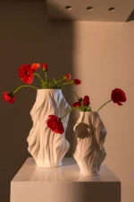 Ceramic printed draped vase white - Image 3