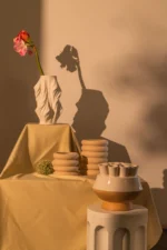 Ceramic printed draped vase white - Image 7