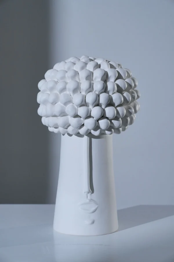 La scatola PIGNA IN BIANCO 
PINE IN WHITE ORNAMENTAL CERAMIC VASE