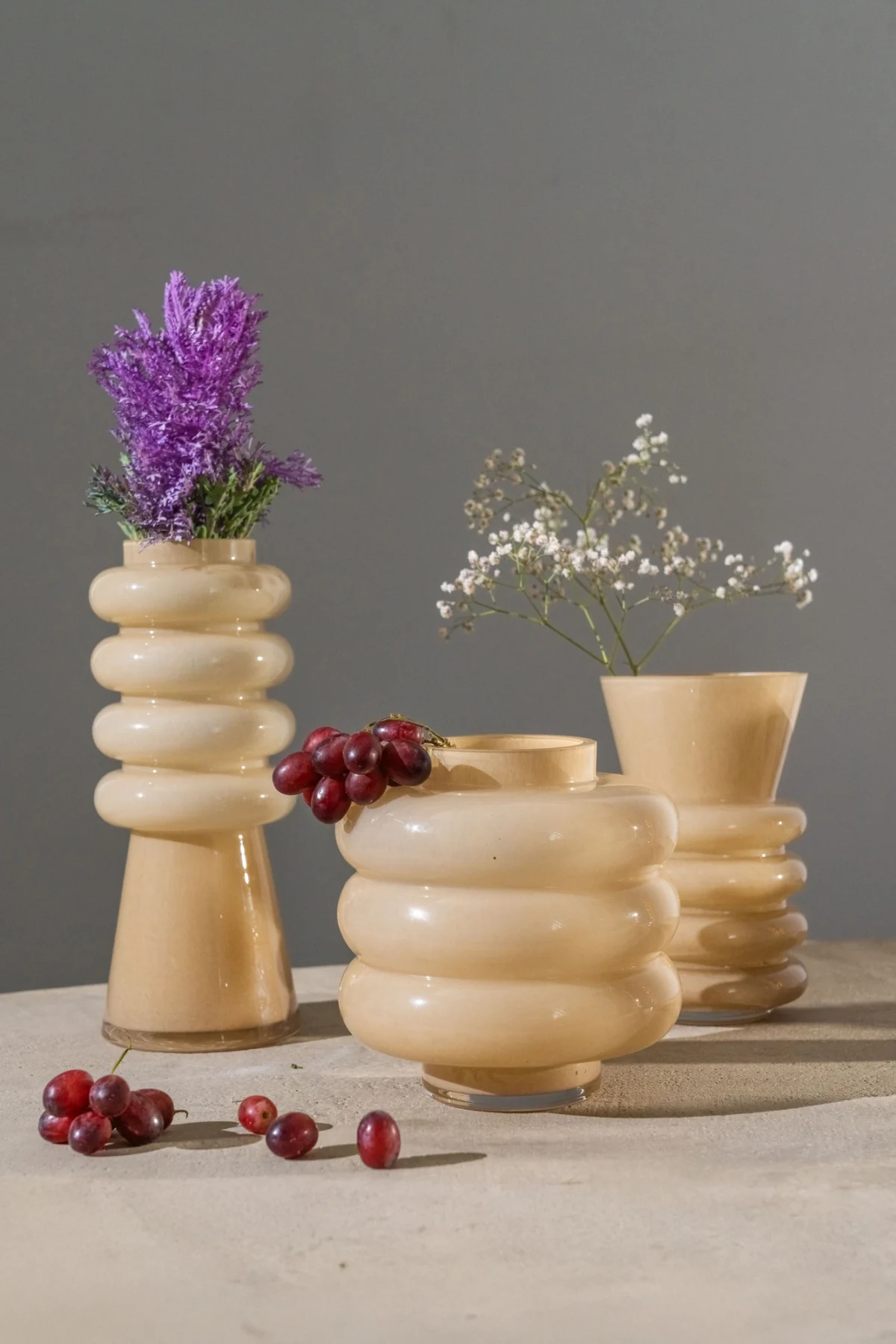 Vase Glass Beige - Image 2