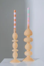 Candle Stick Glass Beige 12*12*34 cm - Image 2