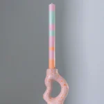 Candle Stick Organic Polyresin Pink 8*6*16 cm
