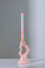 Candle Stick Organic Polyresin Pink 8*6*16 cm