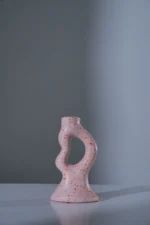Candle Stick Organic Polyresin Pink 8*6*16 cm - Image 2