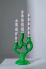 Candle Stick Organic Polyresin Green 15*10*30 cm - Image 2