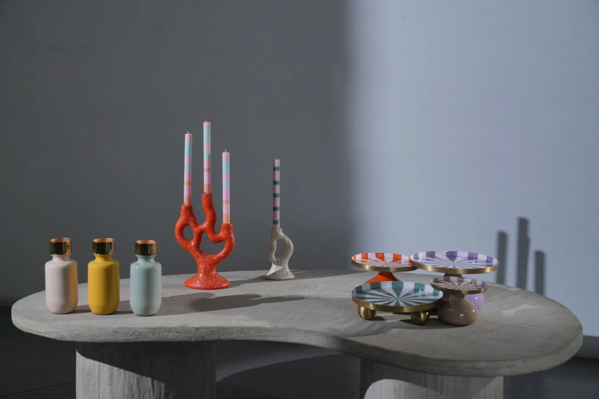 Candle Stick Organic Polyresin Orange 15*10*30 cm - Image 2