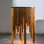 Table noire et marron  40*40*61 cm