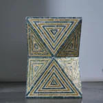 Table nacre Jaune/Bleu  35*35*50 cm