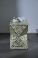 Table nacre Jaune/Bleu  35*35*50 cm - Image 3