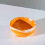 HUCOS, Orange White Swirl Resin, Round Serving Bowl, 4"D x1.5"H MSq