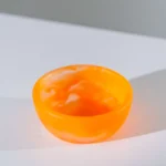 HUCOS, Sapphire Carrot Orange Transparant Swirl Resin, Round Serving Bowl, 4"D x 1.5"H MSq