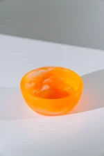 HUCOS, Sapphire Carrot Orange Transparant Swirl Resin, Round Serving Bowl, 4"D x 1.5"H MSq