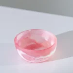 HUCOS, Transparant Pink White Swirl Resin, Round Serving Bowl, 4"D x 1.5"H MSq