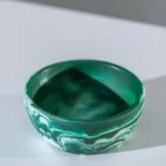 HUCOS, Dark Green White Swirl Resin, Round Serving Bowl, 4"D x 1.5"H MSq