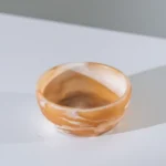 HUCOS, Transparant Brown White Swirl Resin, Round Serving Bowl, 4"D x 1.5"H MSq