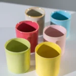 Set of 6 coffee cups pastel colors