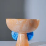 Bowl on stand Yellow and Blue