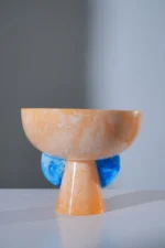 Bowl on stand Yellow and Blue