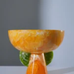 Bowl on stand Orange and Green