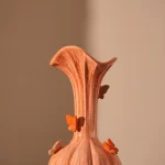 Vase deco Ø23x44 cm BUITERFLY ceramics orange+taupe