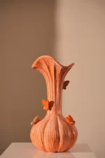 Vase deco Ø23x44 cm BUITERFLY ceramics orange+taupe