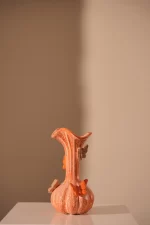 Vase deco Ø16x34 cm BUTTERFLY ceramics orange+taupe