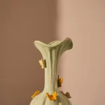 Vase deco Ø23x44 cm BUTTERFLY ceramics mint green+yellow