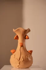 Vase deco Ø24x40 cm ODALI ceramics cream+orange