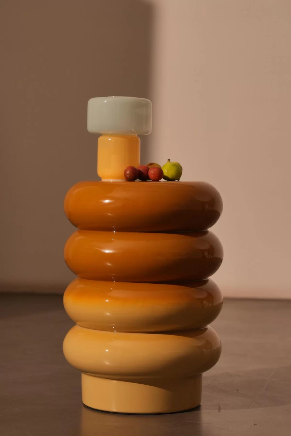 Side table Ø30x39 cm MIROGI shiny ocher yellow - Image 2