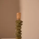 Candle stick Ø11,5x29,5 cm ESTINA brown+rnoss green