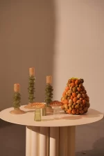 Candle stick Ø11,5x29,5 cm ESTINA brown+rnoss green - Image 3