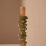 Candle stick Ø11,5x35 cm ESTINA brown+moss green