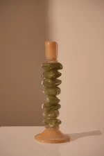 Candle stick Ø11,5x35 cm ESTINA brown+moss green