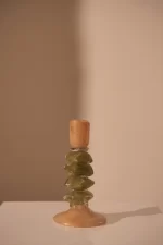 Candle stick Ø11,5x23 cm ESTINA brown+moss green
