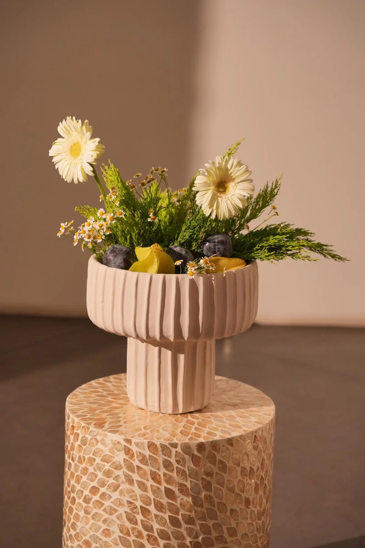 Pot deco Ø30x27 cm MAIA cement cream - Image 3