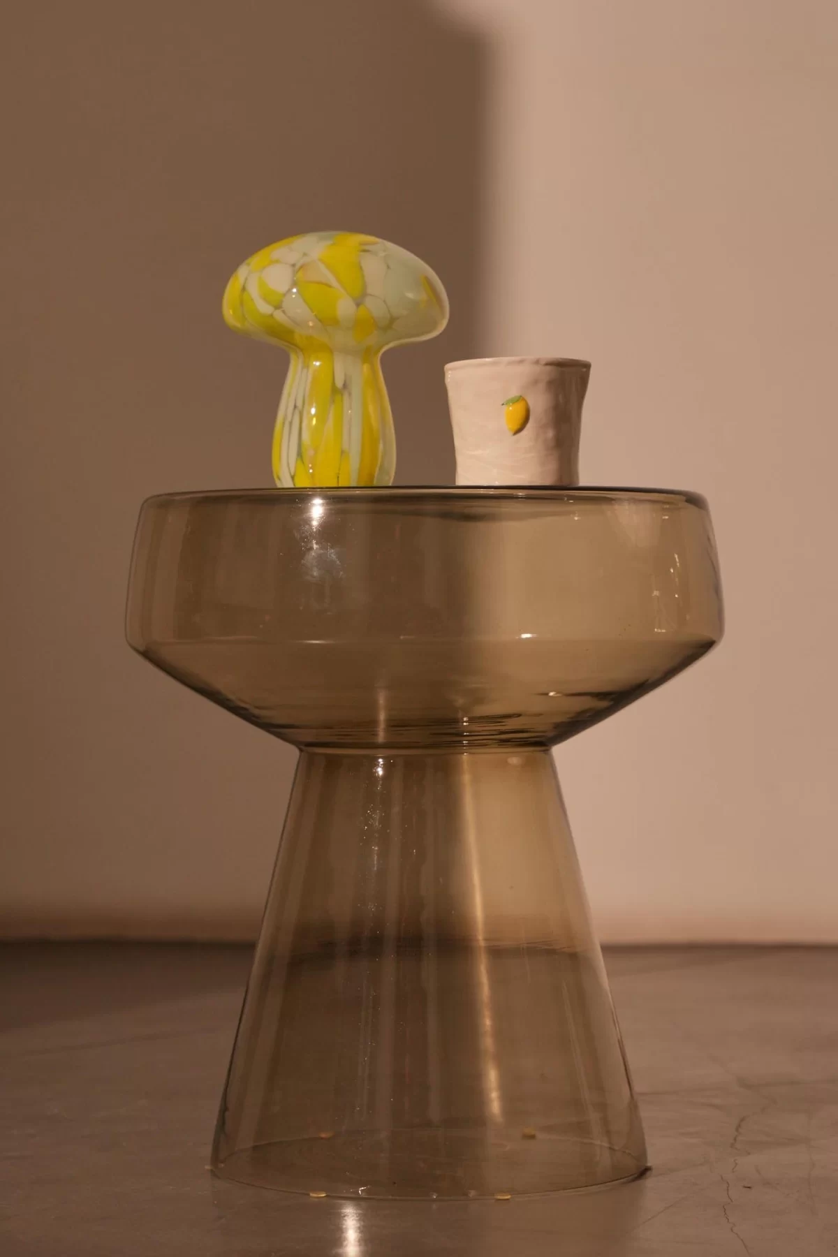 Side table Ø37x44 cm DAKWA glass grey green - Image 2